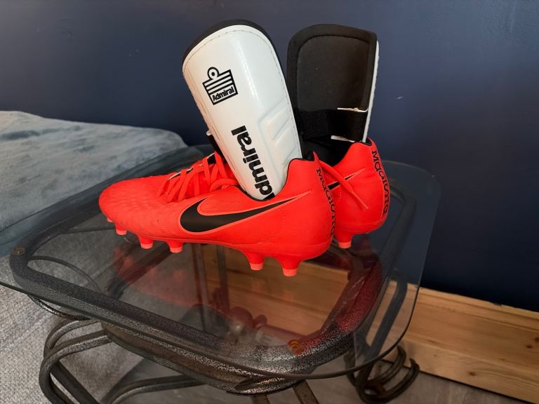 Nike Red Football Boots with Admiral Shinguards – Good Condition