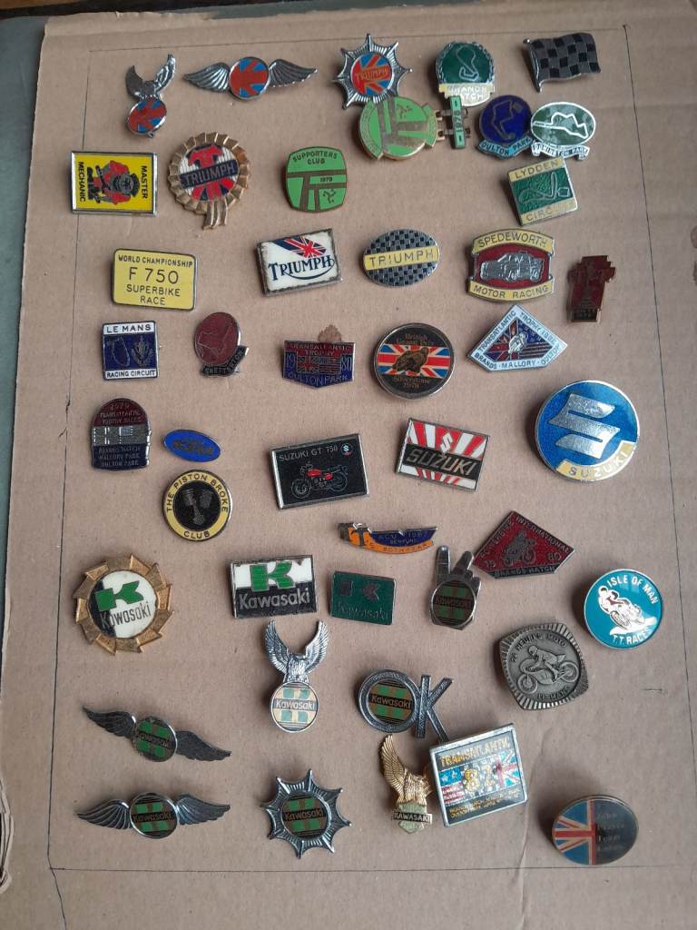 Collection of 44 Motorcycle Badges 
