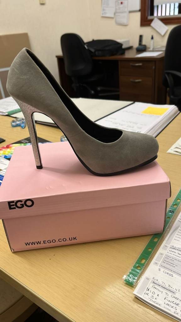 EGO Grey Suede High Heels and Black Gold Toe Heels – As Good As New