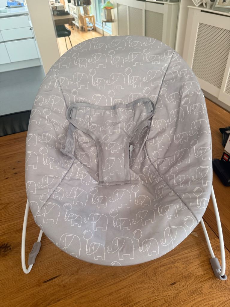 Baby Bouncer Chair - Grey Elephant Design, Good Condition