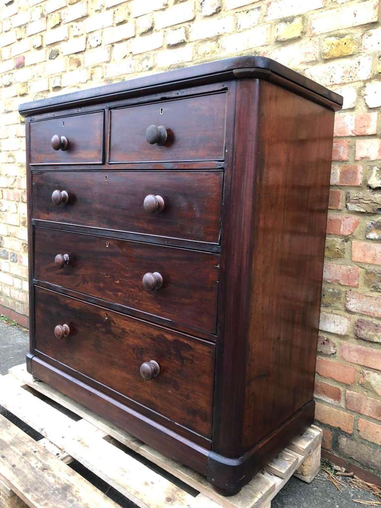 Large Victorian Antique Commode Chest Of Drawers