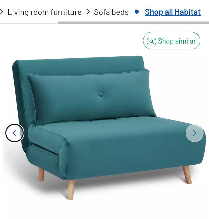 Habitat Roma Small Double Velvet Chairbed - Teal