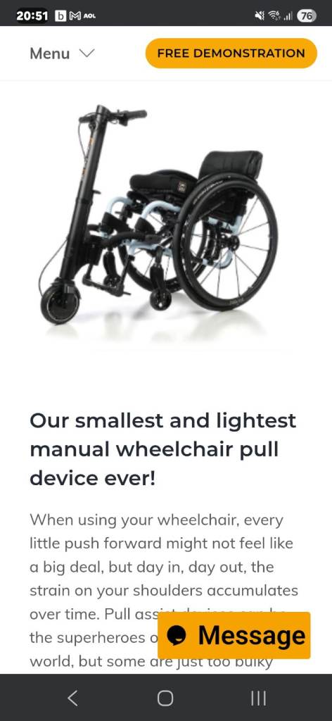 Sunrise F35 Empulse Wheelchair Battery Attachment Trike  Add On