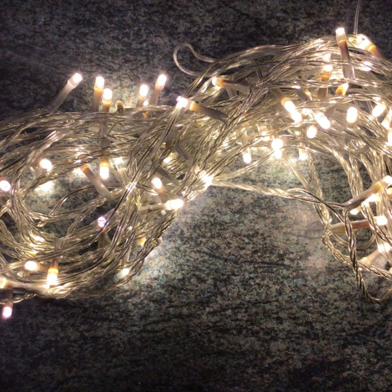 Mains operated white Christmas lights