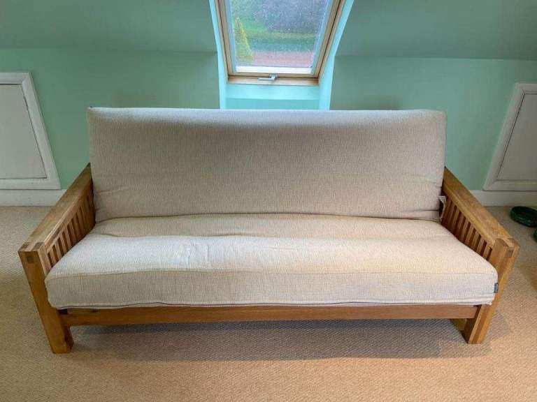 futon company oak 3 seat sofa double bed stylish luxurious longevity chic timeless finish