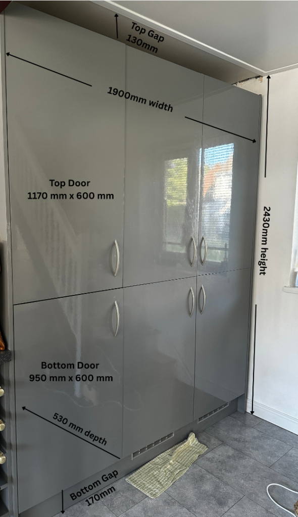 KENWOOD KIFF5017 x2 Integrated Fridge Freezers + Kitchen Cupboards & Storage – £450 ONO