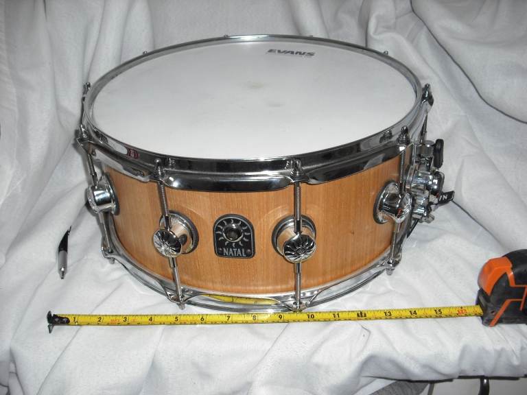 Natal Ash stave build snare drum 14x6.5" heavy wood 10 lug