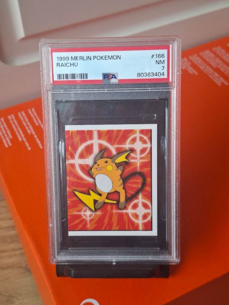 1999 merlin pokemon raichu sticker psa 7 graded slab