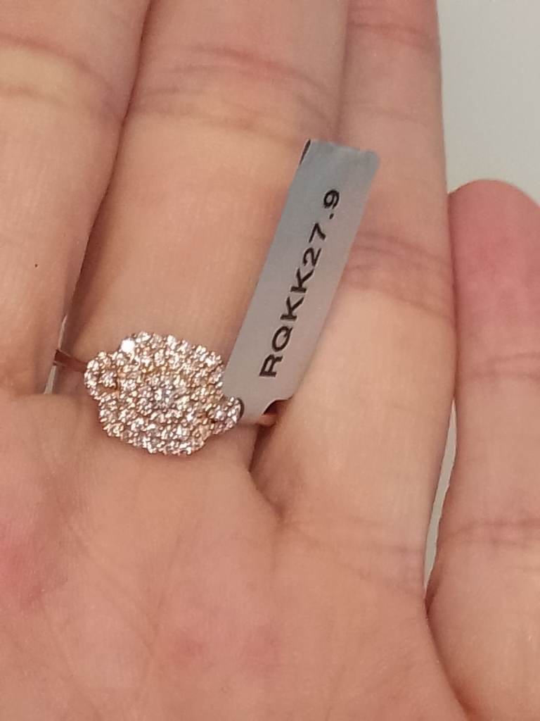 TYPE lla GIA AJP NJA CERTIFIED ANGOLAN PINK DIAMOND 9K ROSE GOLD RING 