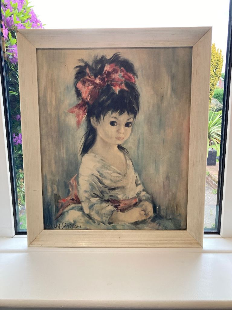 Dallas Simpson 'Scarlet Ribbons' Framed Vintage Retro Painting – Good Condition