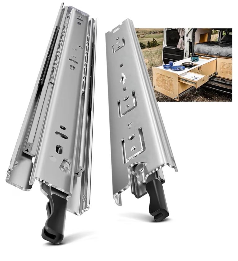 Heavy Duty Drawer Slides / Runners – 2x Silver