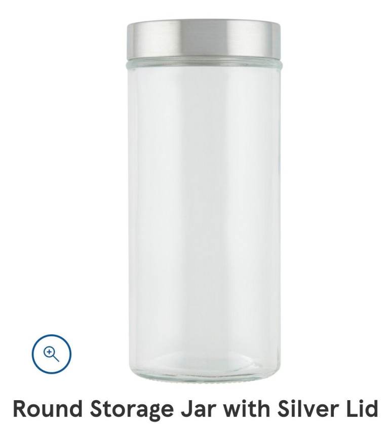 4 Glass Storage Jar 2.1 Litre with Metal Lid Silver Kitchen Food Canister