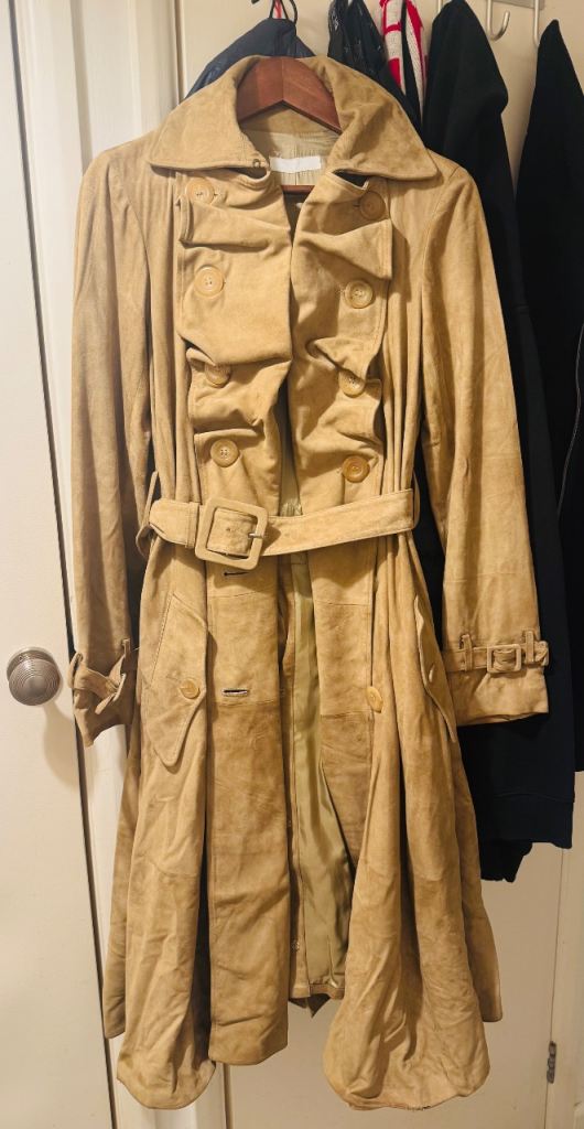 image for Ladies Nicole Farhi 100% Tan Leather Coat Size 10