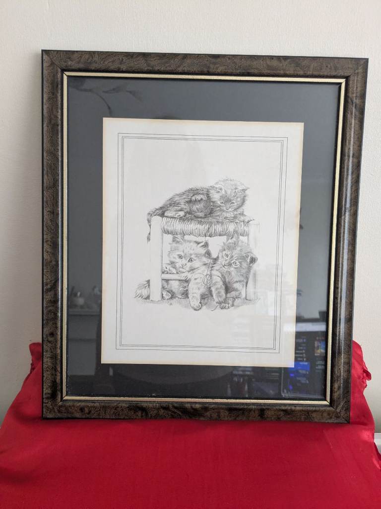 Framed kittens print 13" x 15"