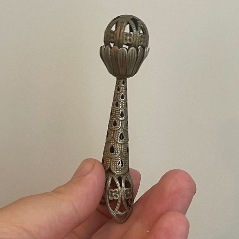 Antique Pewter Tussie-Mussie Posy Holder | Victorian Ornate Pewter Tussie