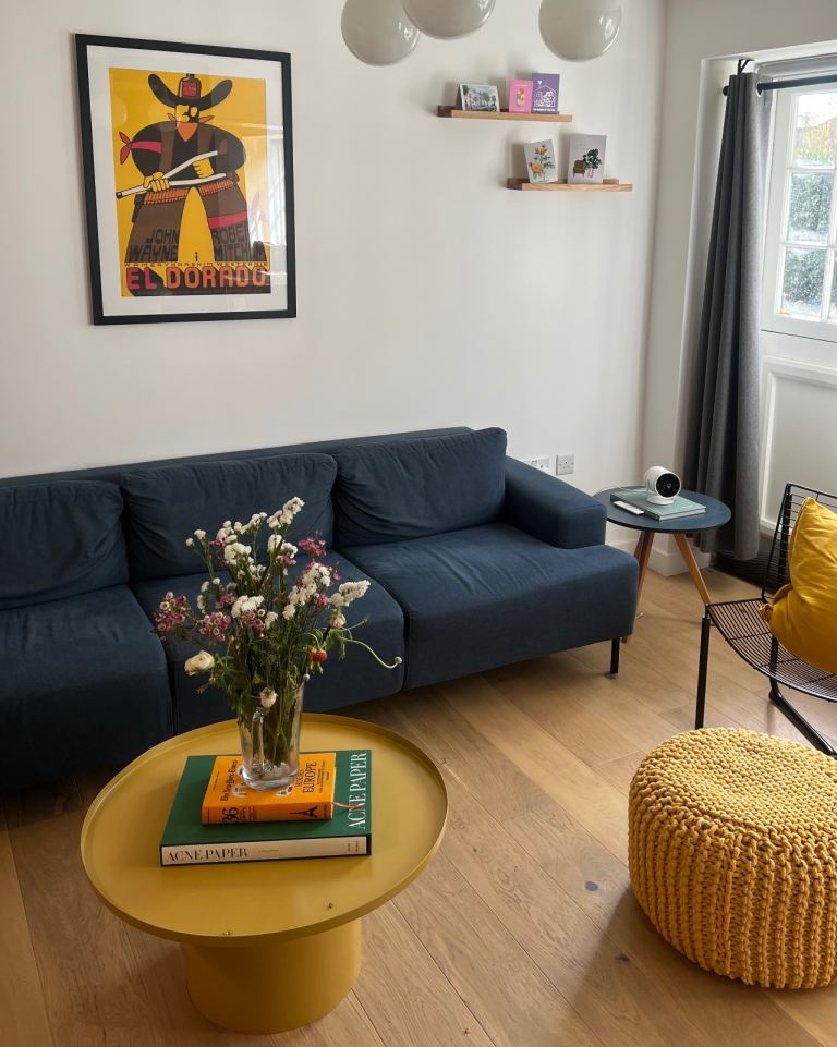 Blue Three-Seater Sofa - Good Used Condition