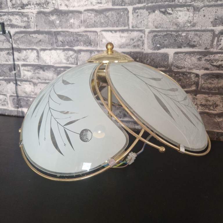 Vintage Poole Lighting Frosted Glass Ceiling Light Shade Fitting 17" UK Made