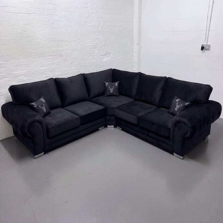 📢✔Brand New Affordable & Comfy 3+2 Seater & Corner Luxury Verona Sofa Suit In Black Color🚛