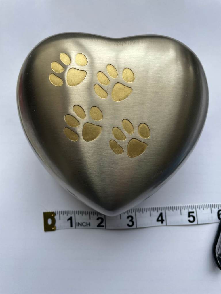 Heart shaped stainless steel dog urn