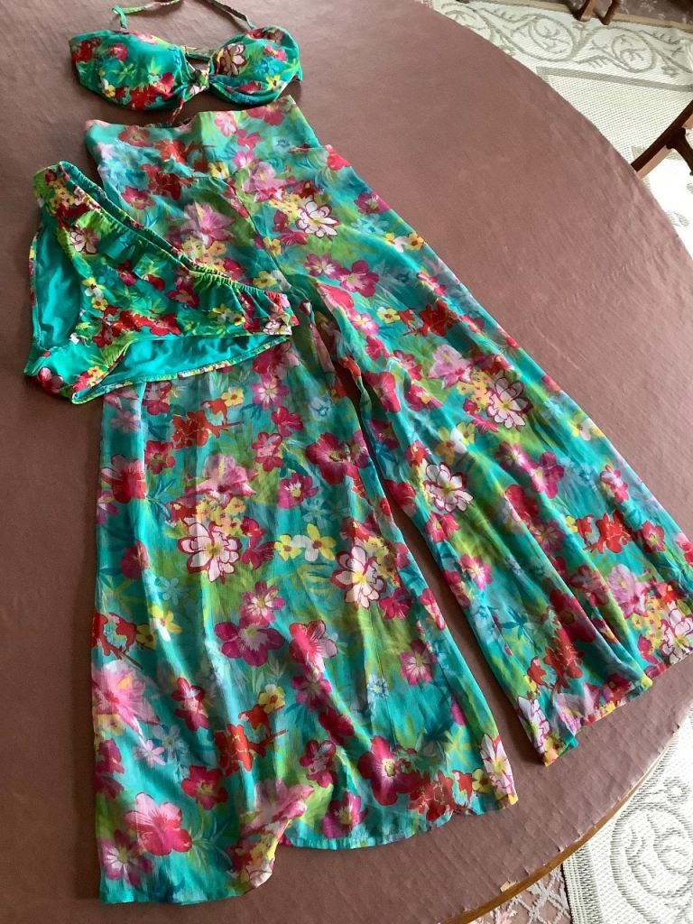 Bikini and Matching Coverup Trousers, (3 piece) Medium, New/never worn.