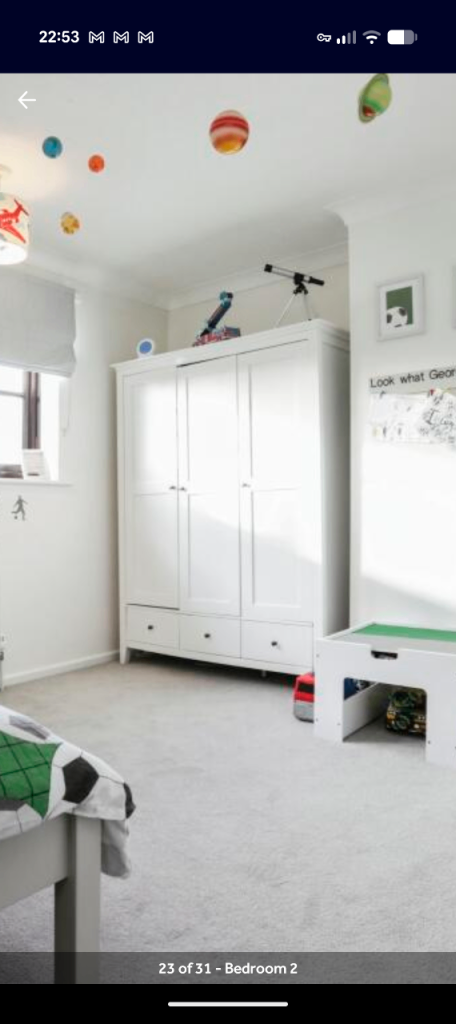 Lynton Triple Wardrobe – White, With Drawers (x2)