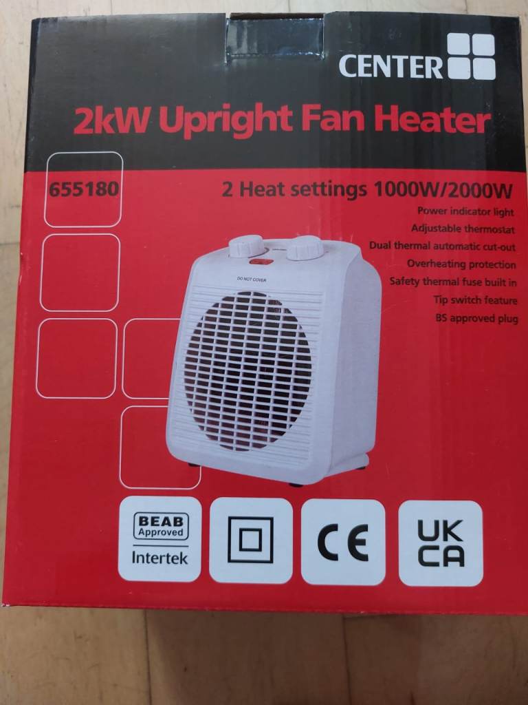CENTER 2kW Upright Fan Heater - New in Box - 2x available