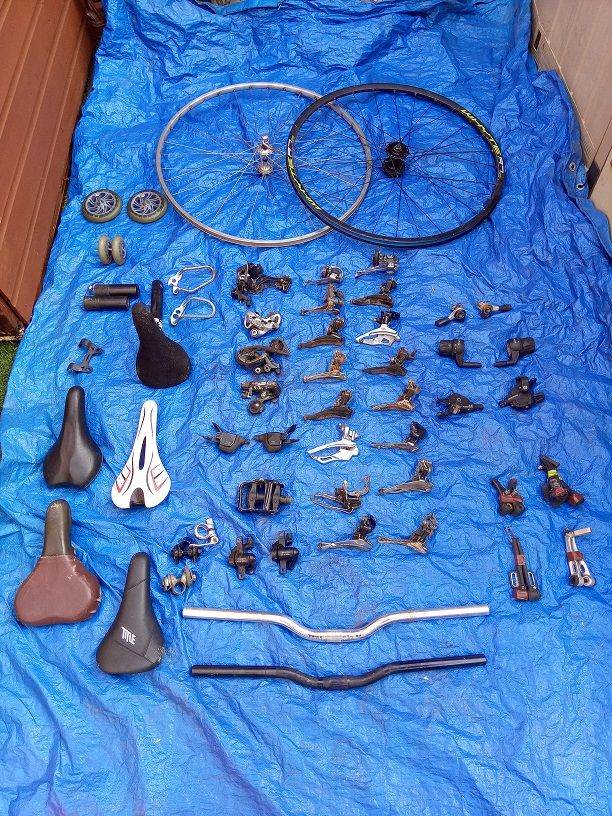 Job Lot Bike Parts, £30 for All Items - Wheels, Saddles, Handlebars, Derailleurs