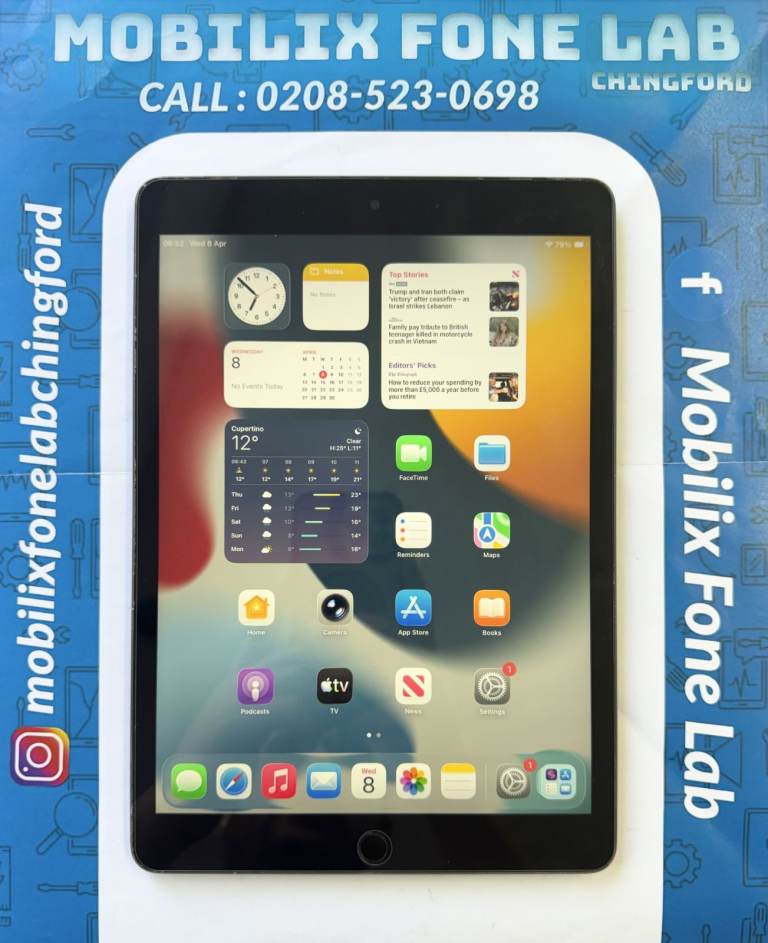 Apple iPad 9th Generation 64GB Wifi + 4G Sim Unlocked No Touch ID Working Good Working Condition