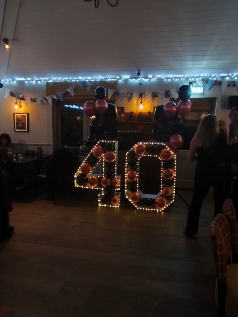 Free standing box number "40" with lights
