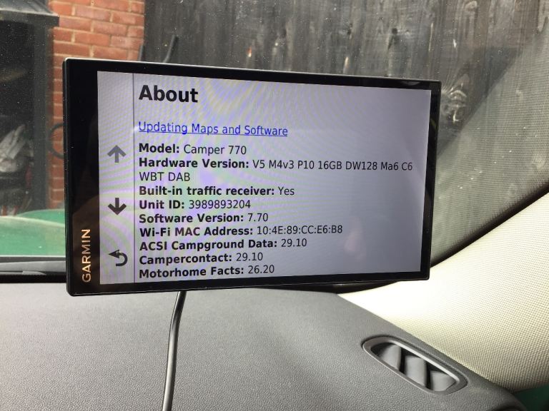 Garmin 770 Caravan and Motorhome Sat Nav
