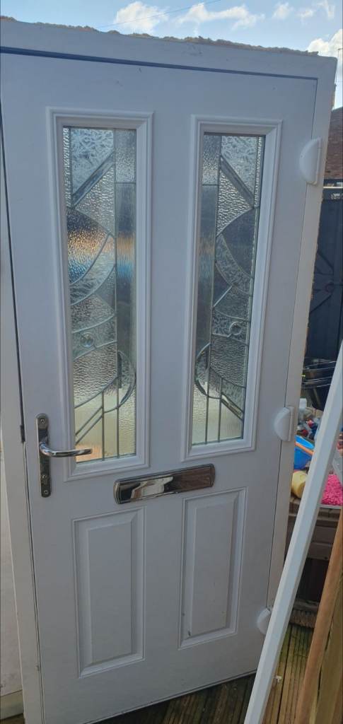 White grained front door composite 