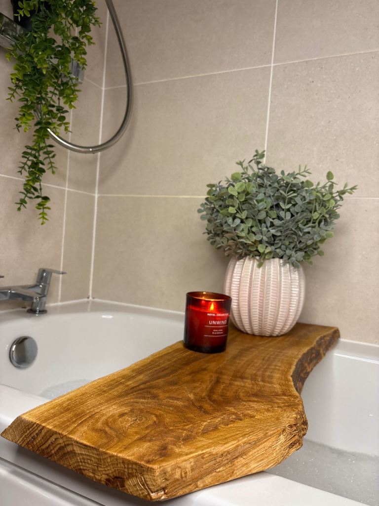 Solid Oak Live Edge Bath Tray / Bath Caddy