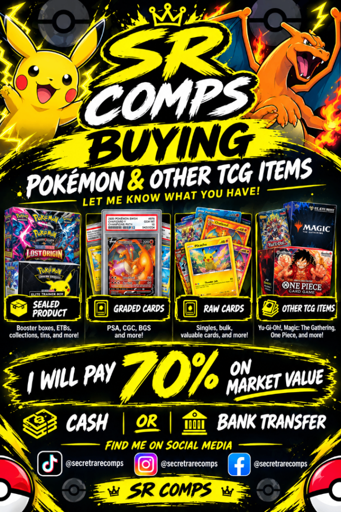 Pokémon & Other TCG Items Wanted – Paying 70% Market Value