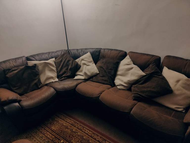 Leather Corner Sofa Brown
