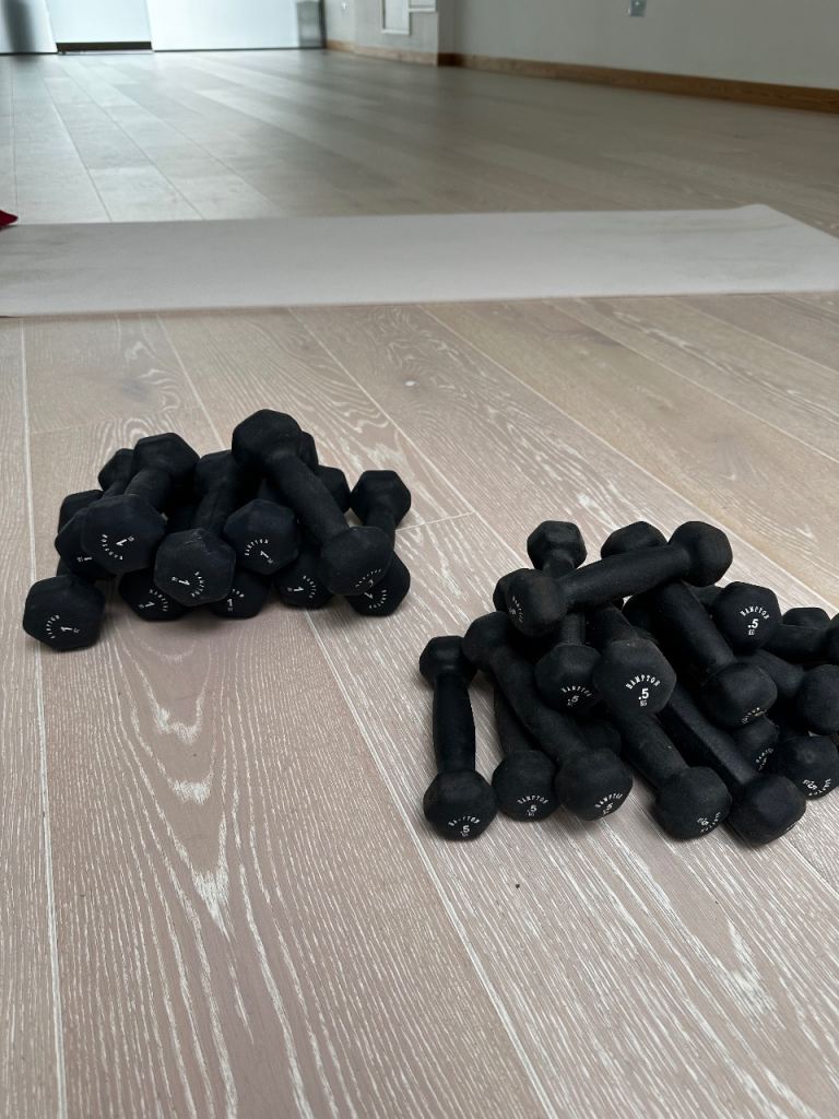 14 x pairs of Hampton dumbbells 1kg 0.5kg 