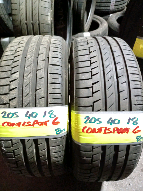 image for Matching pair 205 40 18 contispoty6 tyres as new £100 pair fits & bal 