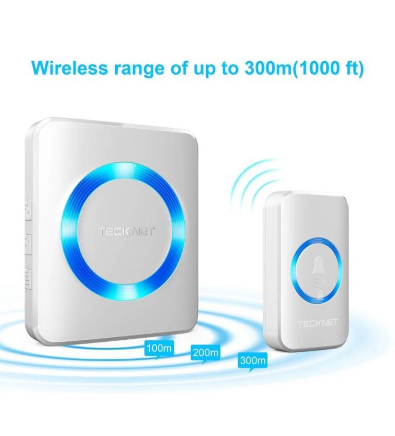 TECKNAY Wireless Doorbell Kit - 300m Range, 3 Modes