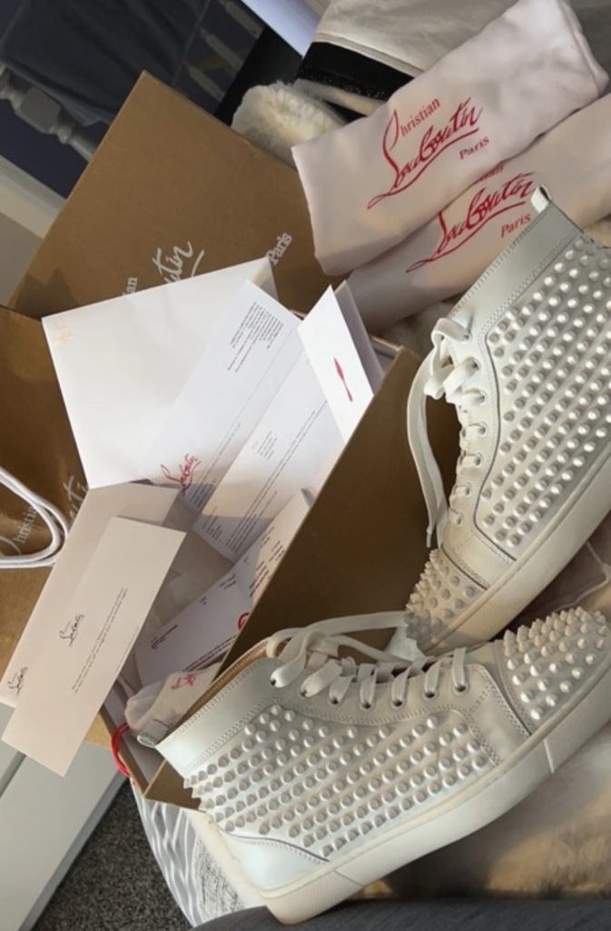 Louboutin white spike boots size men’s 41 100% genuine £280