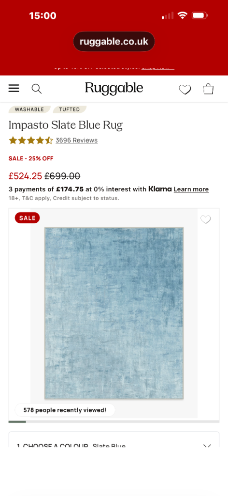 Ruggable Impasto Slate Blue Rug 245x305cm