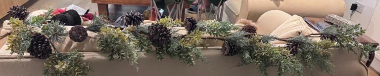 Lovely Christmas Garland with Pinecones and Frosted Greenery