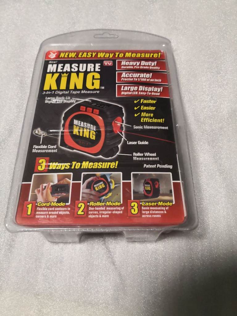 MEASURE KING 3 IN 1 DIGITAL TAPE STRING SONIC ROLLER MODE LASER TOOL DIY NEW