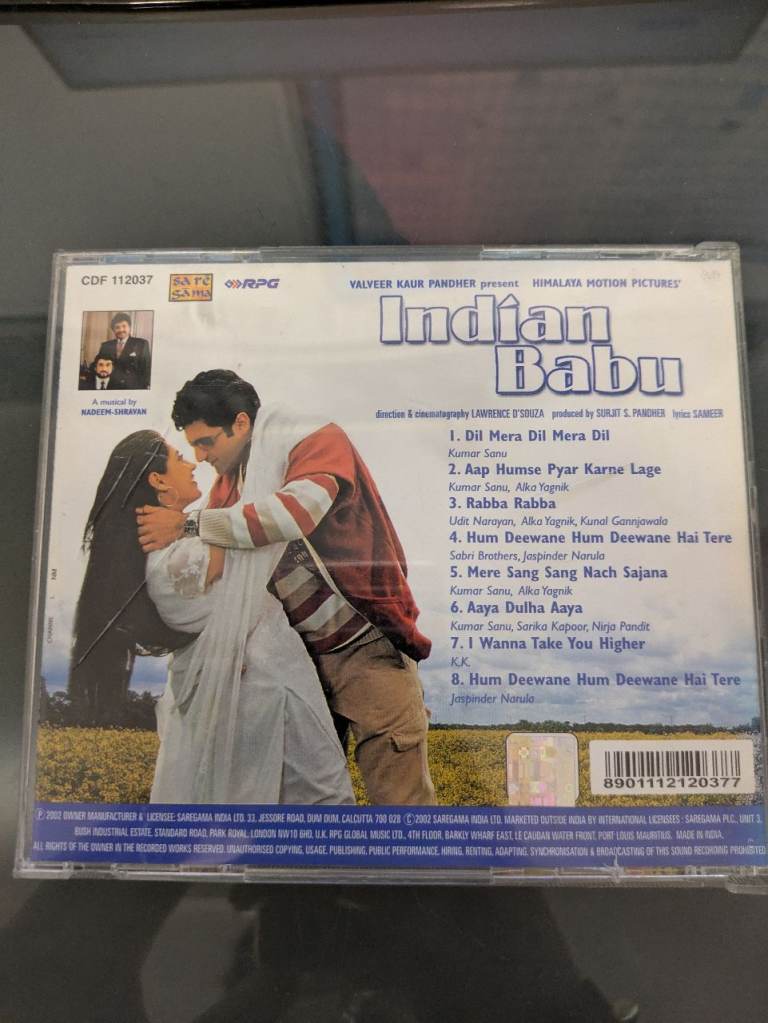 Indian Babu Indian Asian Hindi Bollywood Movie Soundtrack Songs Music CD Album ref 9