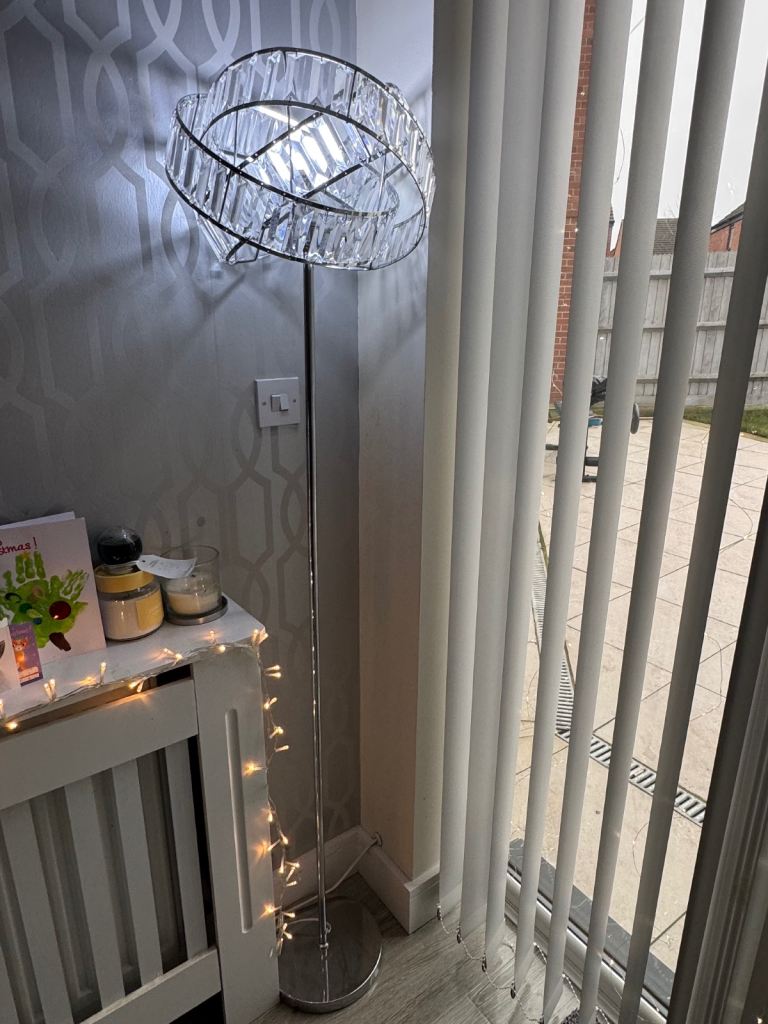 Crystal and chrome floor lamp