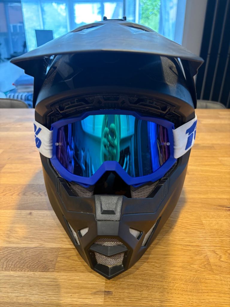 Fly Racing Motocross Helmet with Goggles and Gloves - Good Condition