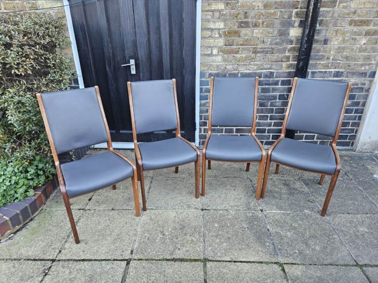 G Plan dining chairs Fresco mid century teak vintage , upholstered faux leather