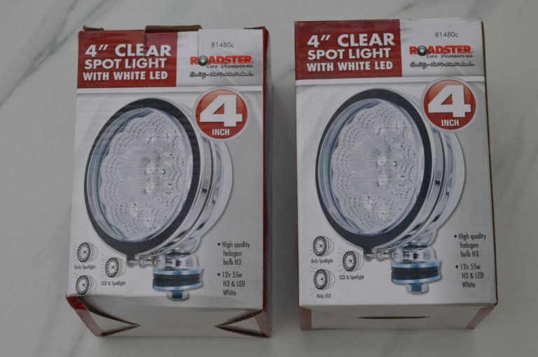 Pair of Roadstar 4” Clear Spot Lights with White LEDs.