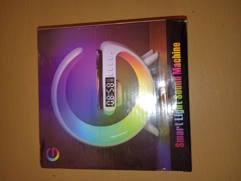 LED sound machine. Lights up with music and helps to fall asleep