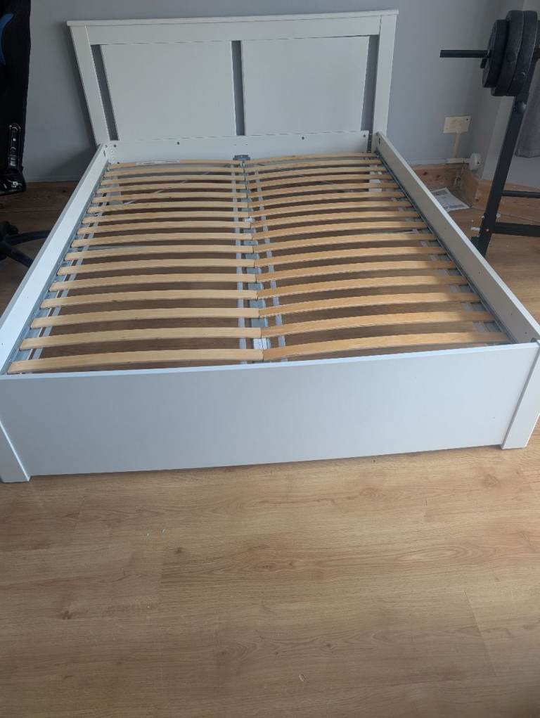 IKEA white king size bed Frame with Slats – Good Condition