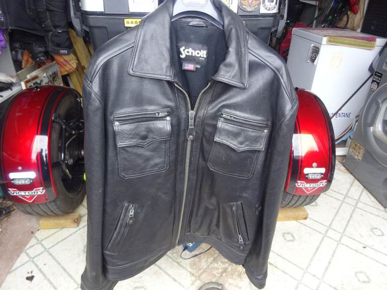 mens black leather coat.