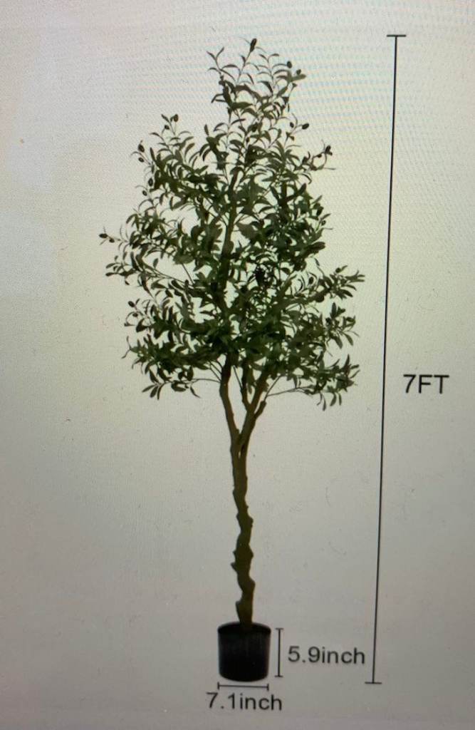 7ft/210cm Artificial Olive Tree Fake Potted Olive Tree for Home Office Living Room Balcony